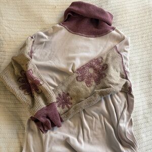 Free people turtleneck floral intarsia